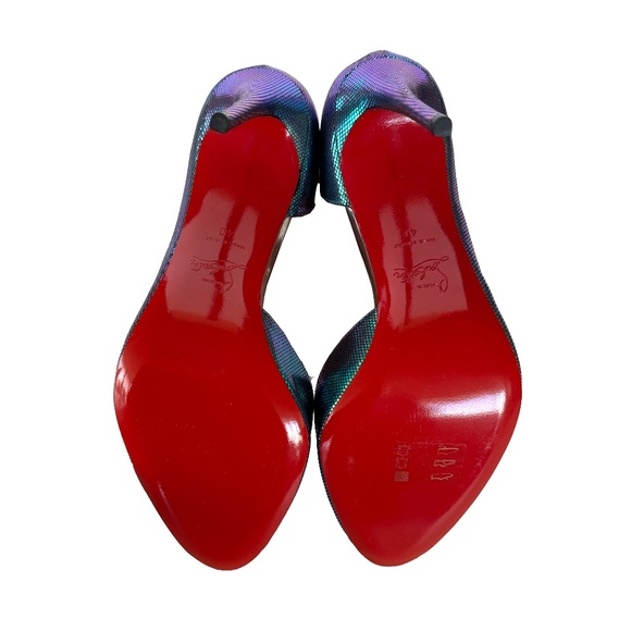 Christian Louboutin Tissu Digitale Scarabe Demi You 100 Peep Toe Heels - Picture 6 of 6